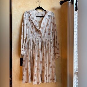 Handmade Floral Beige Dress